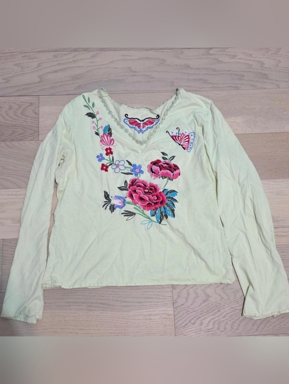 Vintage Embroidered Butterfly Top